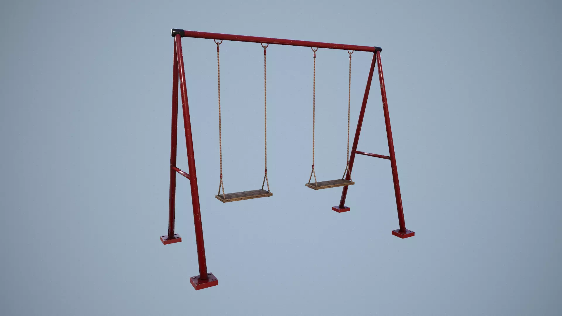 Metal animated swing  Low-poly 3D model_0