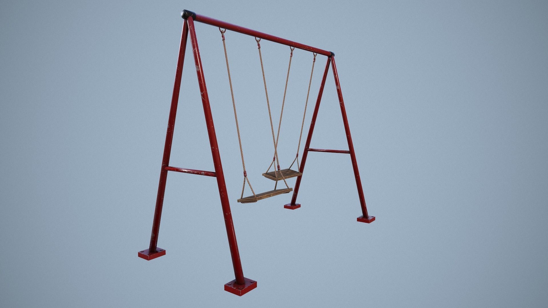 Metal animated swing  Low-poly 3D model_6