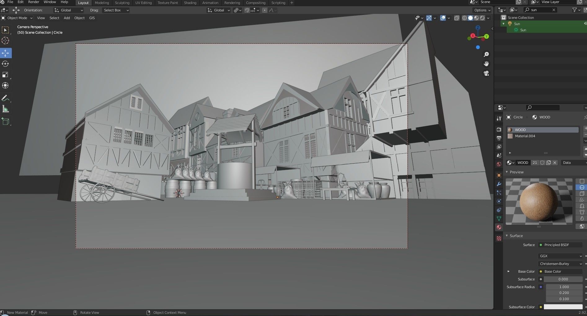 game ready medieval scene UV-unwrapped Low-poly 3D model_2