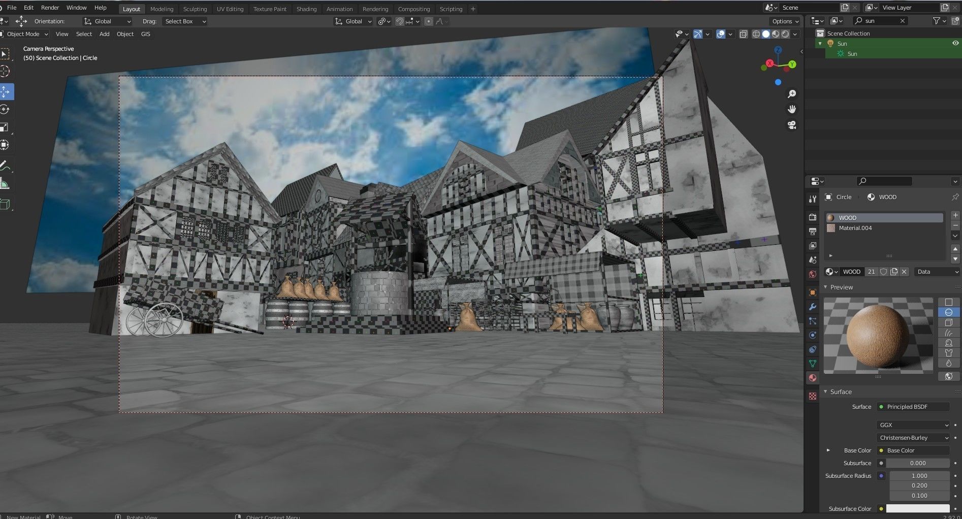 game ready medieval scene UV-unwrapped Low-poly 3D model_1