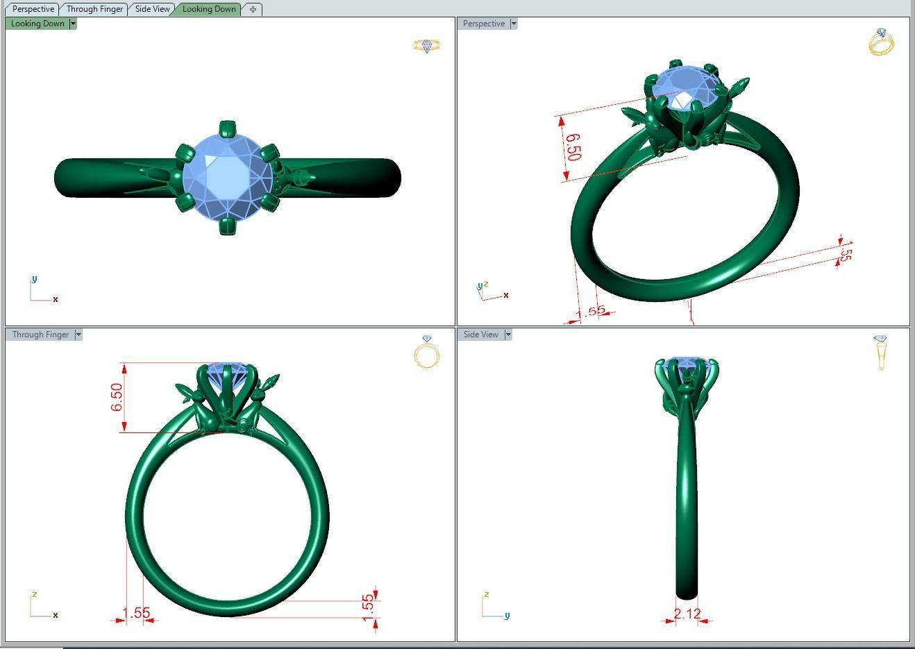 Ring482 solitaire diamond engagement ring gold 3D print model_5