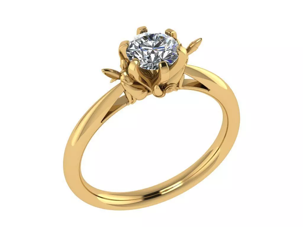 Ring482 solitaire diamond engagement ring gold 3D print model_0
