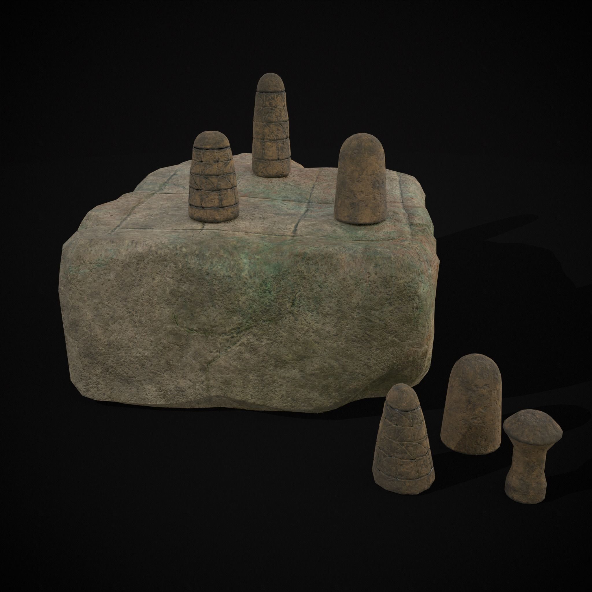 Broken Ancient Harappa Chess Board Low-poly 3D model_25