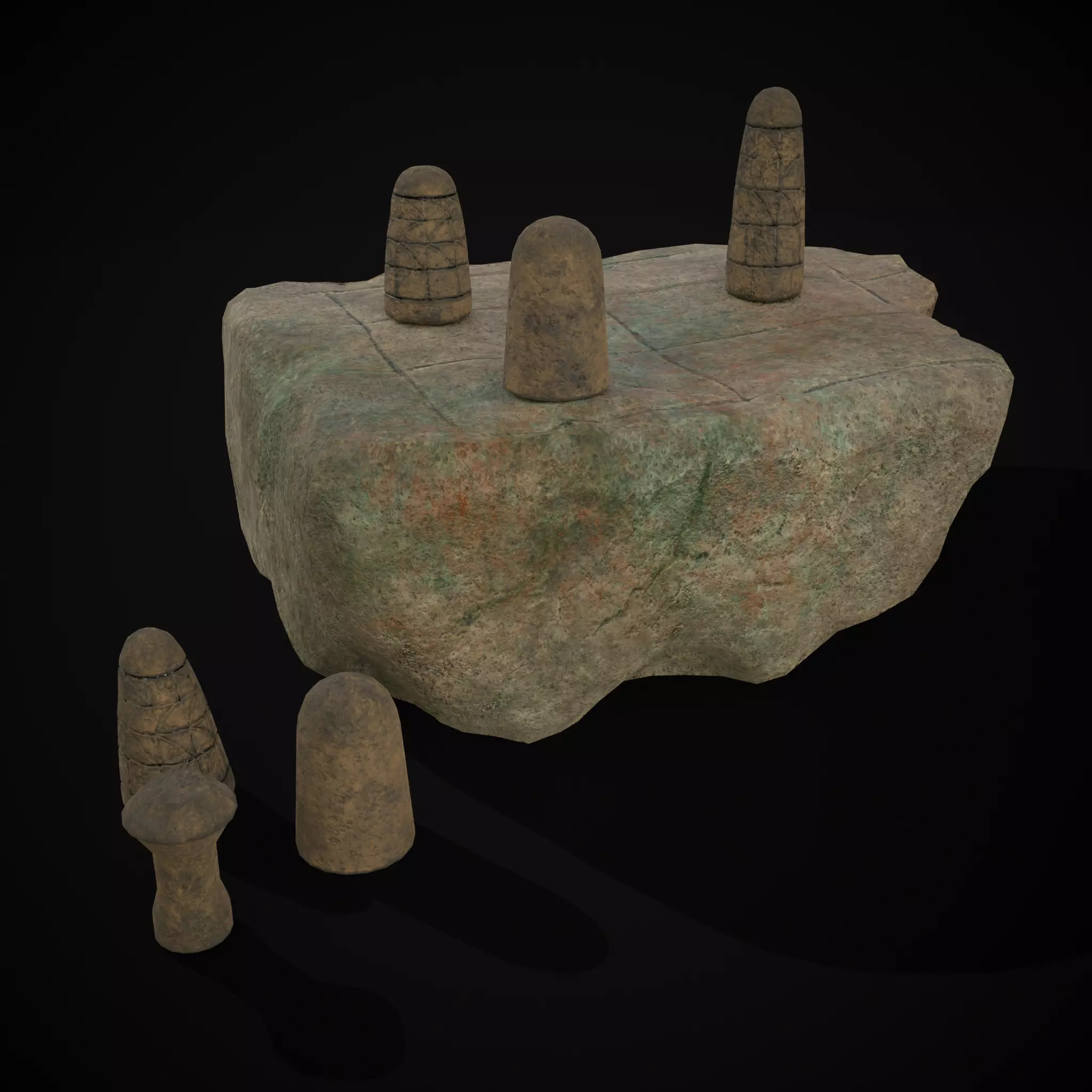 Broken Ancient Harappa Chess Board Low-poly 3D model_0