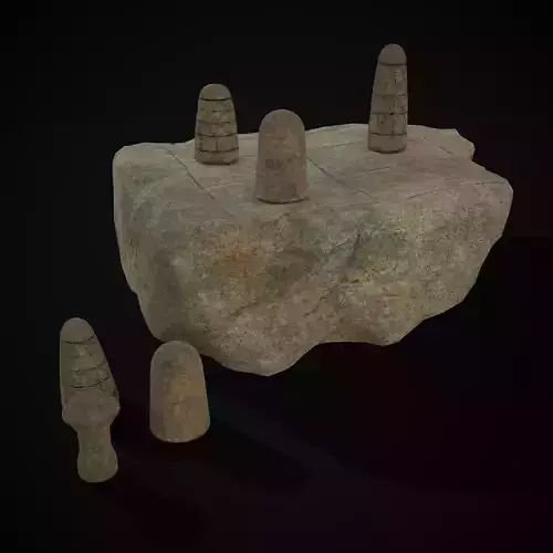 Broken Ancient Harappa Chess Board Low-poly 3D model