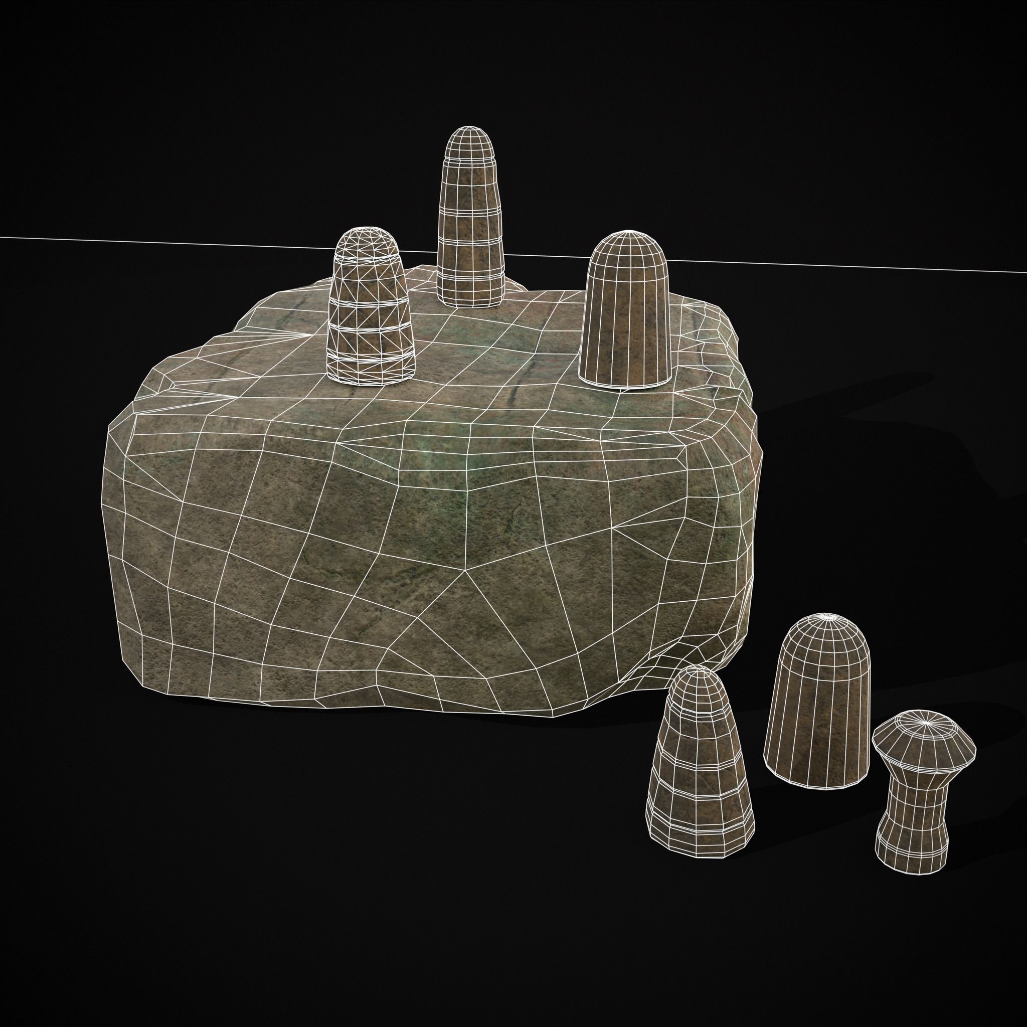 Broken Ancient Harappa Chess Board Low-poly 3D model_26