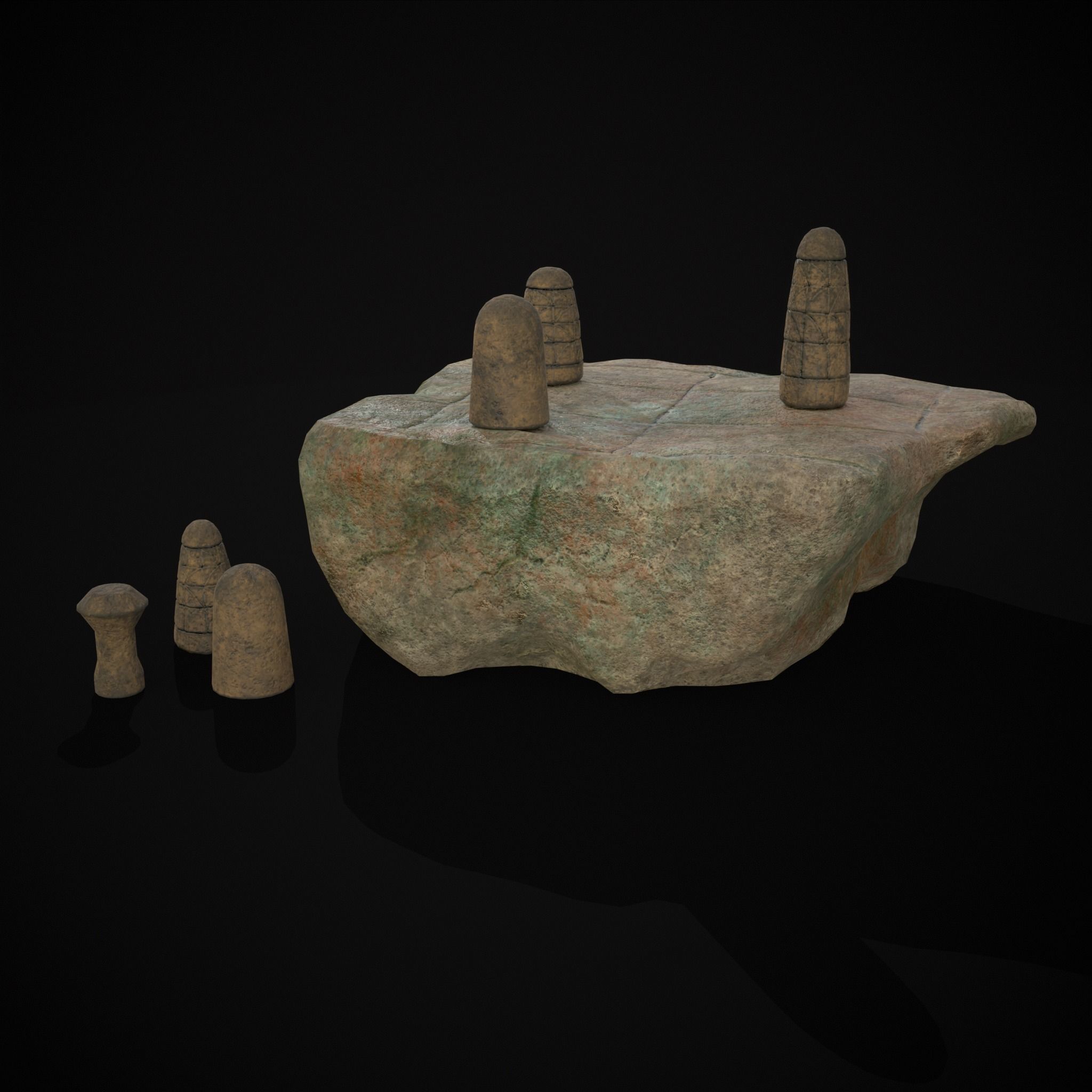 Broken Ancient Harappa Chess Board Low-poly 3D model_27