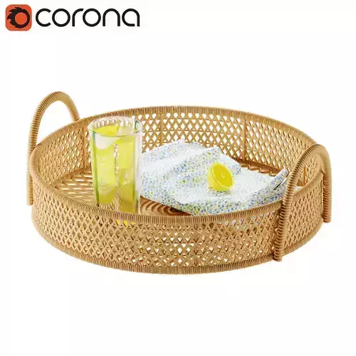 lemonade round rattan tray with drink