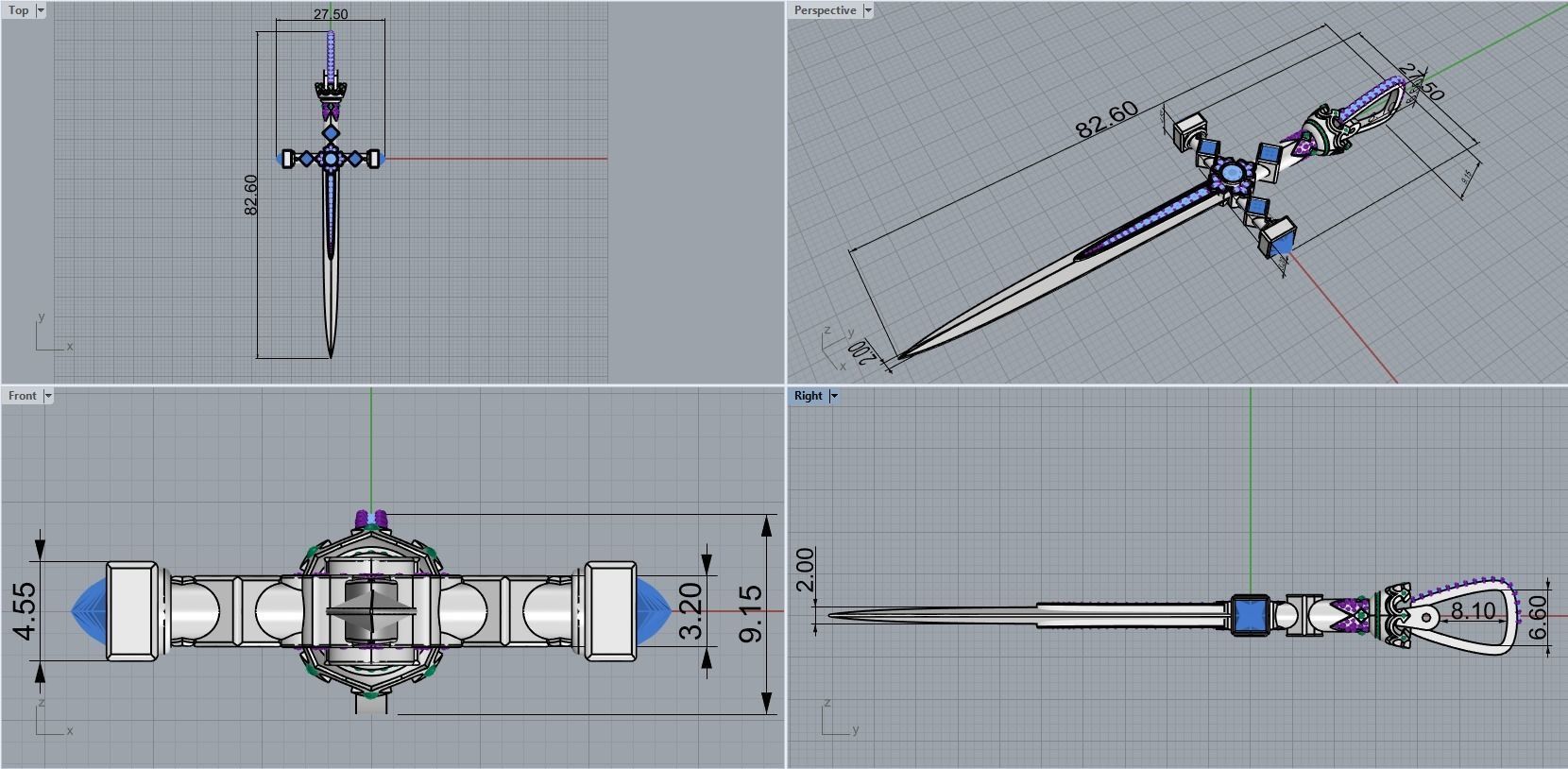 pendant sword 3D print model_11