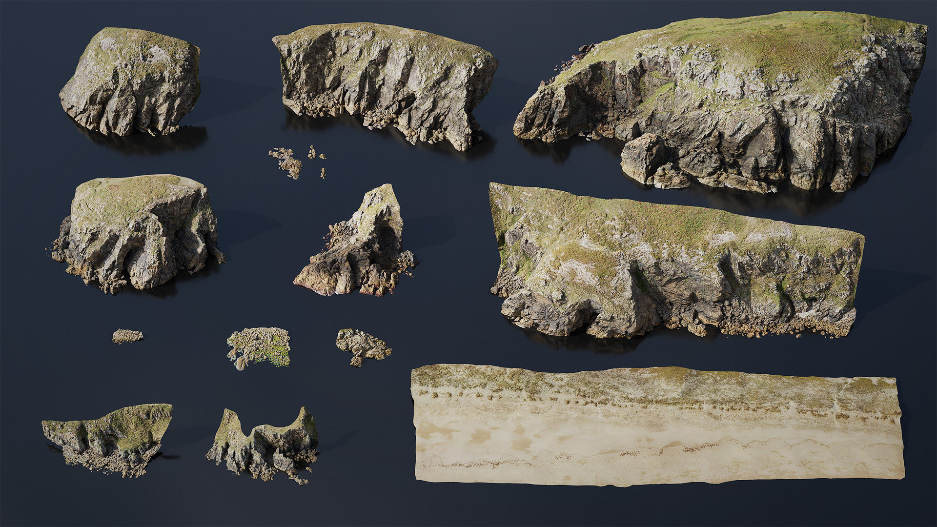 Atlantic Ocean Cliff Coast Line Scan PBR 3D Model Collection_4