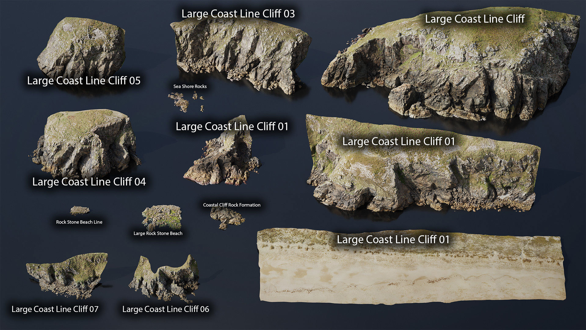 Atlantic Ocean Cliff Coast Line Scan PBR 3D Model Collection_44
