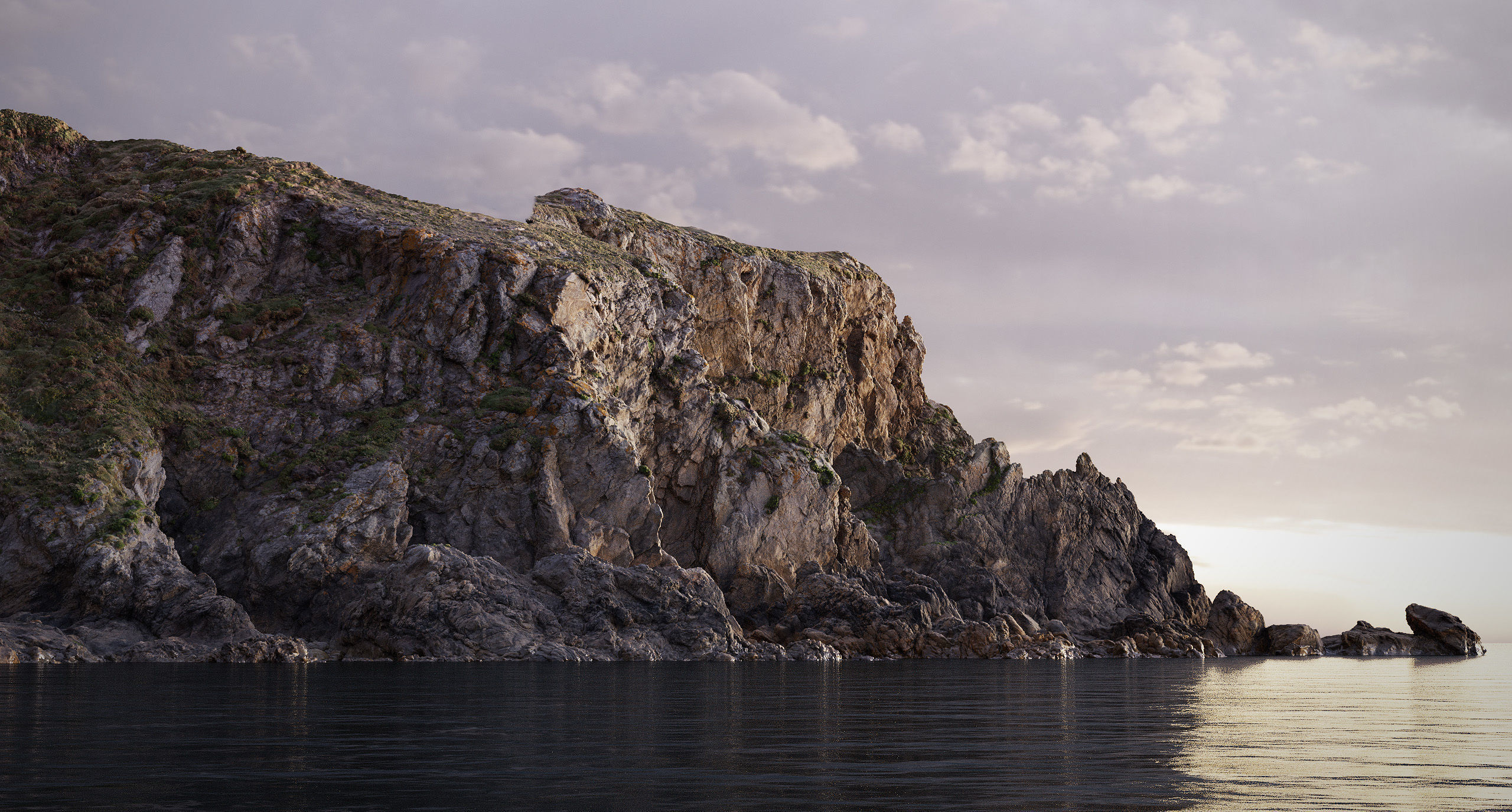 Atlantic Ocean Cliff Coast Line Scan PBR 3D Model Collection_30