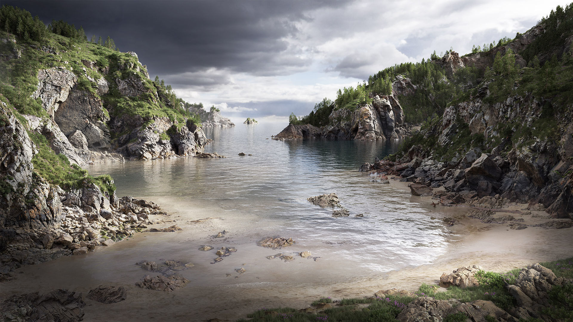 Atlantic Ocean Cliff Coast Line Scan PBR 3D Model Collection_1