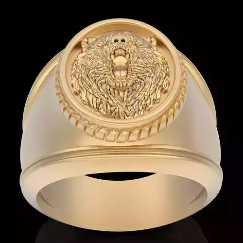 Bear ring  gold printable jewelry 3D model