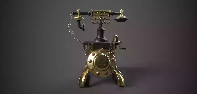 Antique Telephone Low-poly 3D model