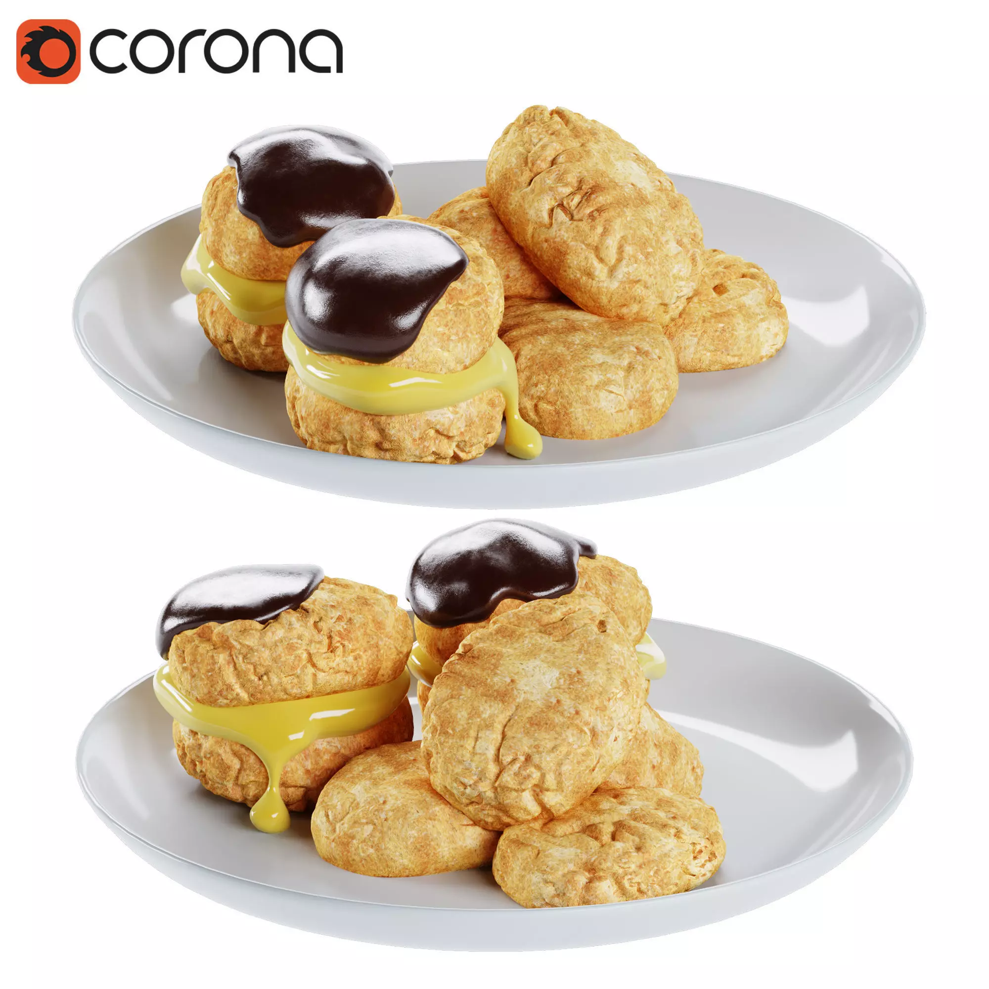 Boston Cream Puffs 3D model
