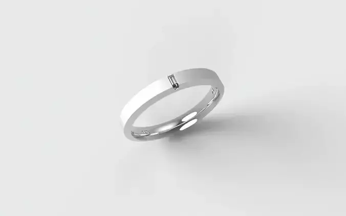 Beveled band with baguette