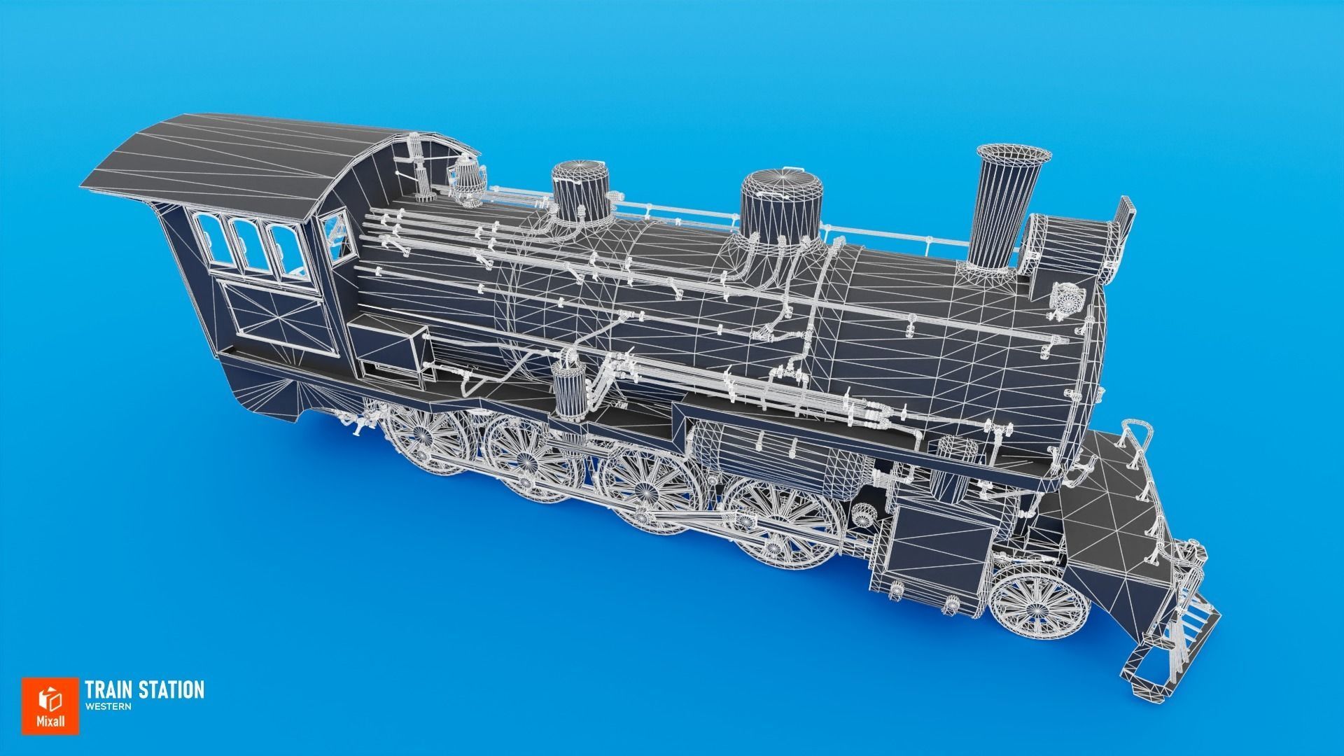 Train station - Western Low-poly 3D model_5