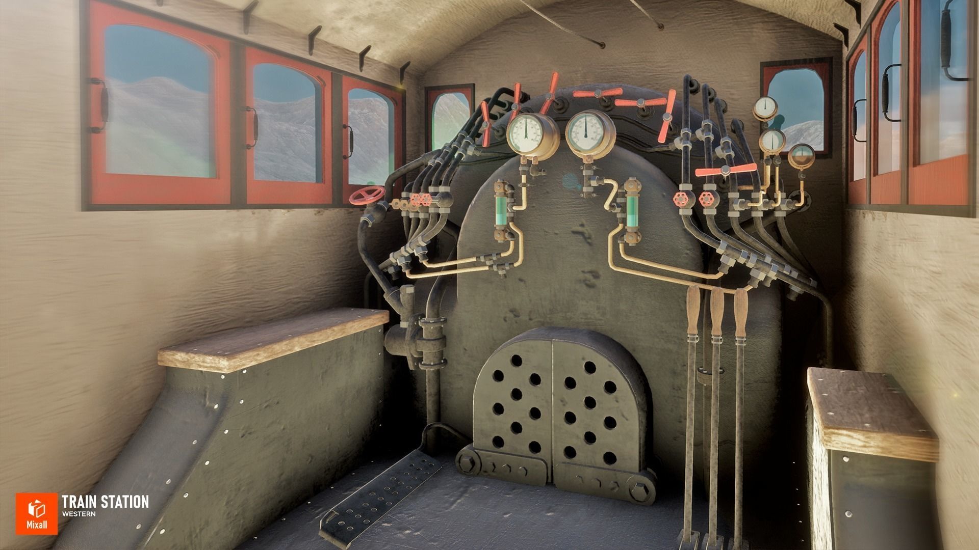 Train station - Western Low-poly 3D model_20