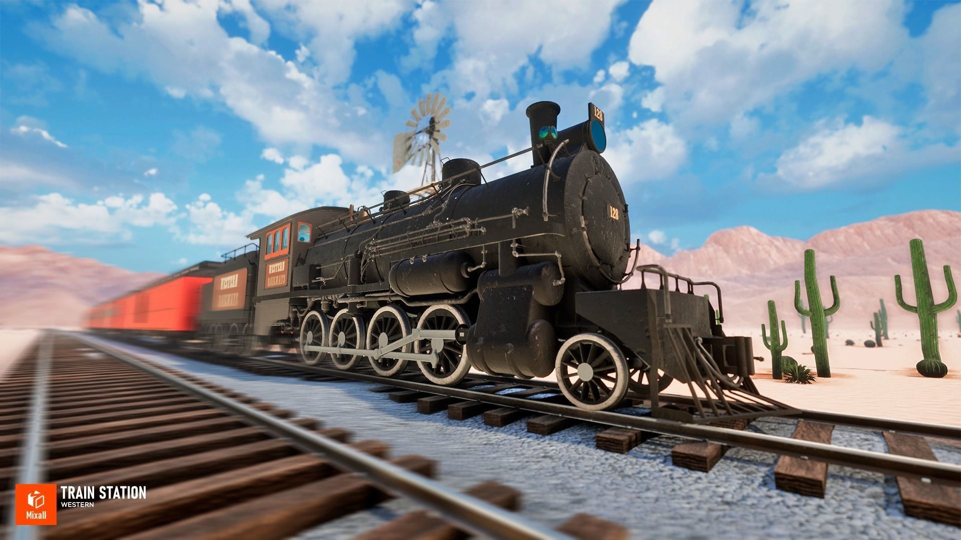 Train station - Western Low-poly 3D model_1