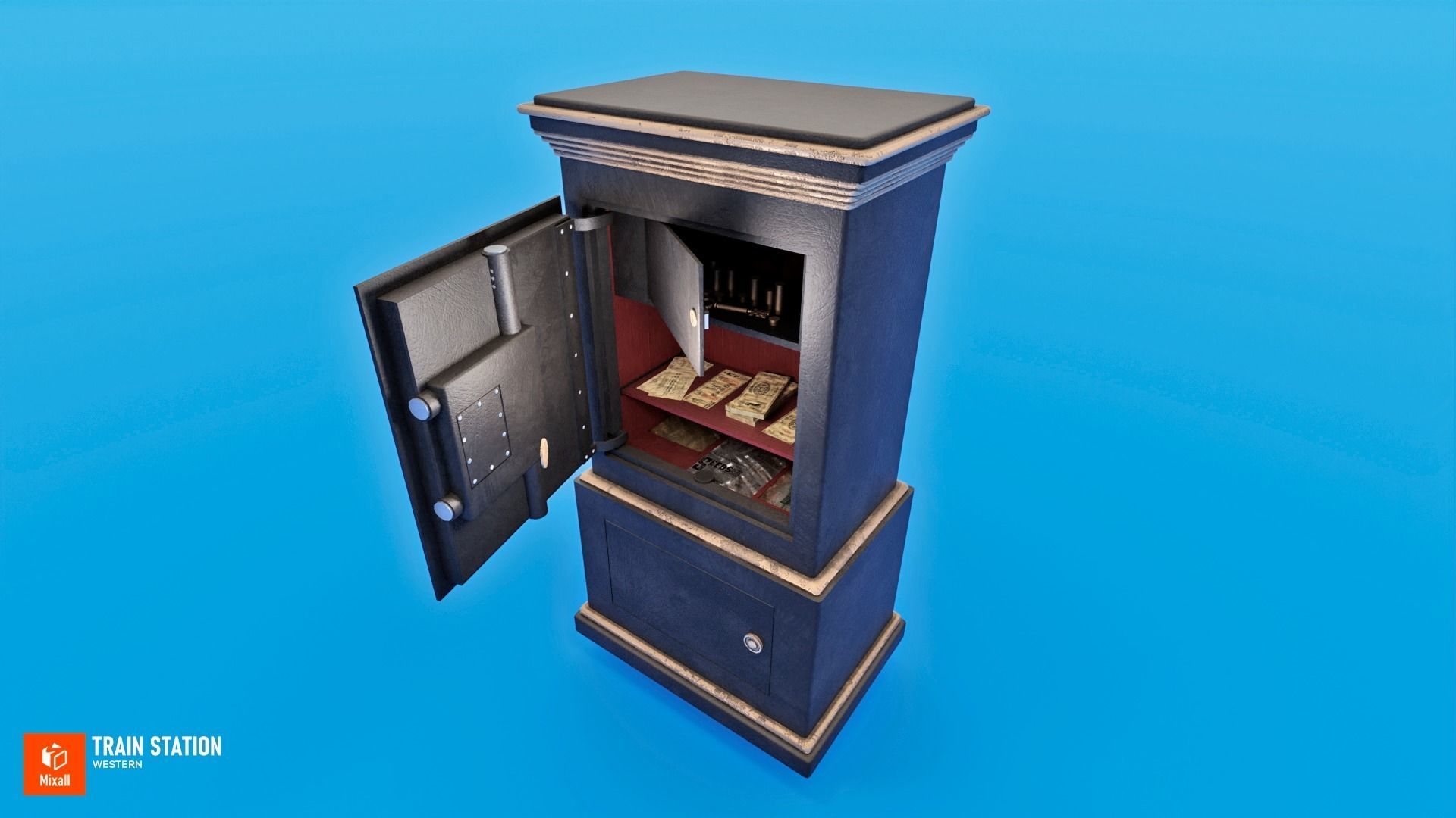 Train station - Western Low-poly 3D model_13