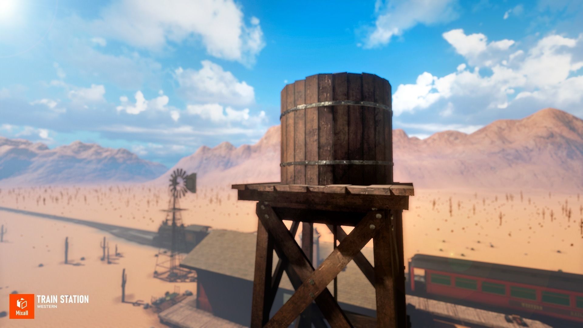 Train station - Western Low-poly 3D model_8