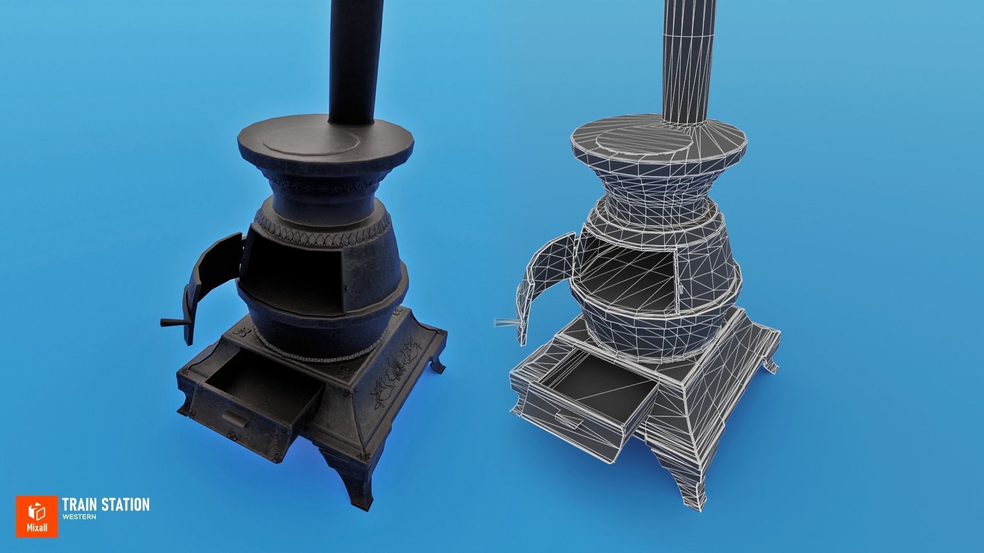 Train station - Western Low-poly 3D model_14