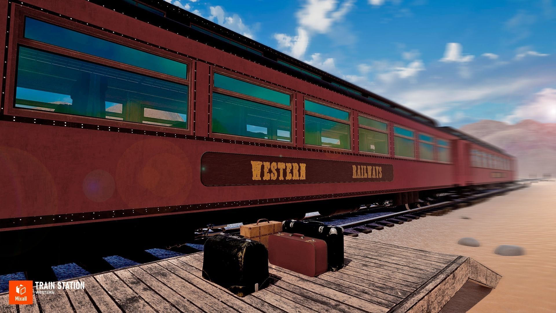 Train station - Western Low-poly 3D model_16