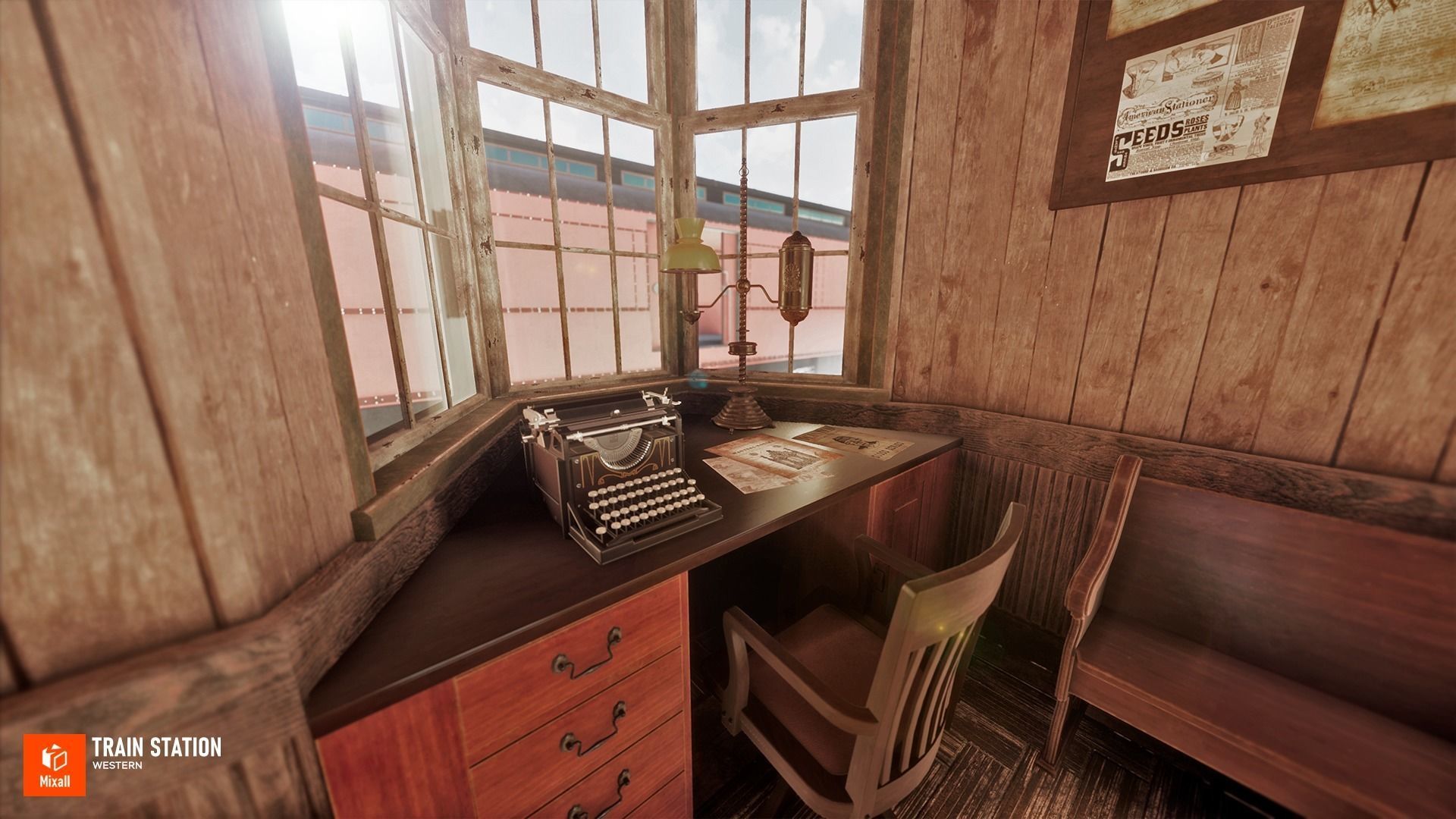 Train station - Western Low-poly 3D model_22