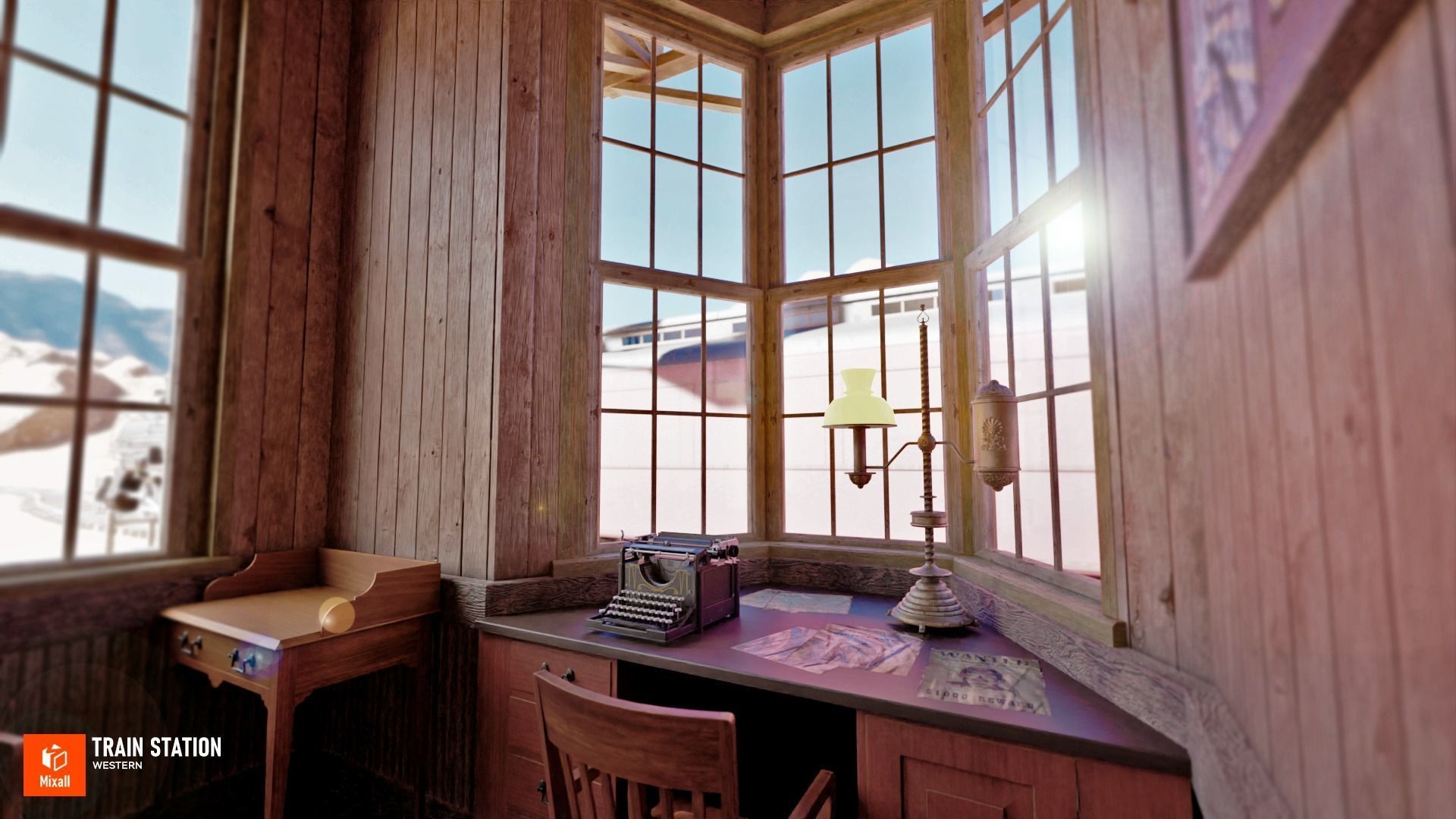 Train station - Western Low-poly 3D model_21