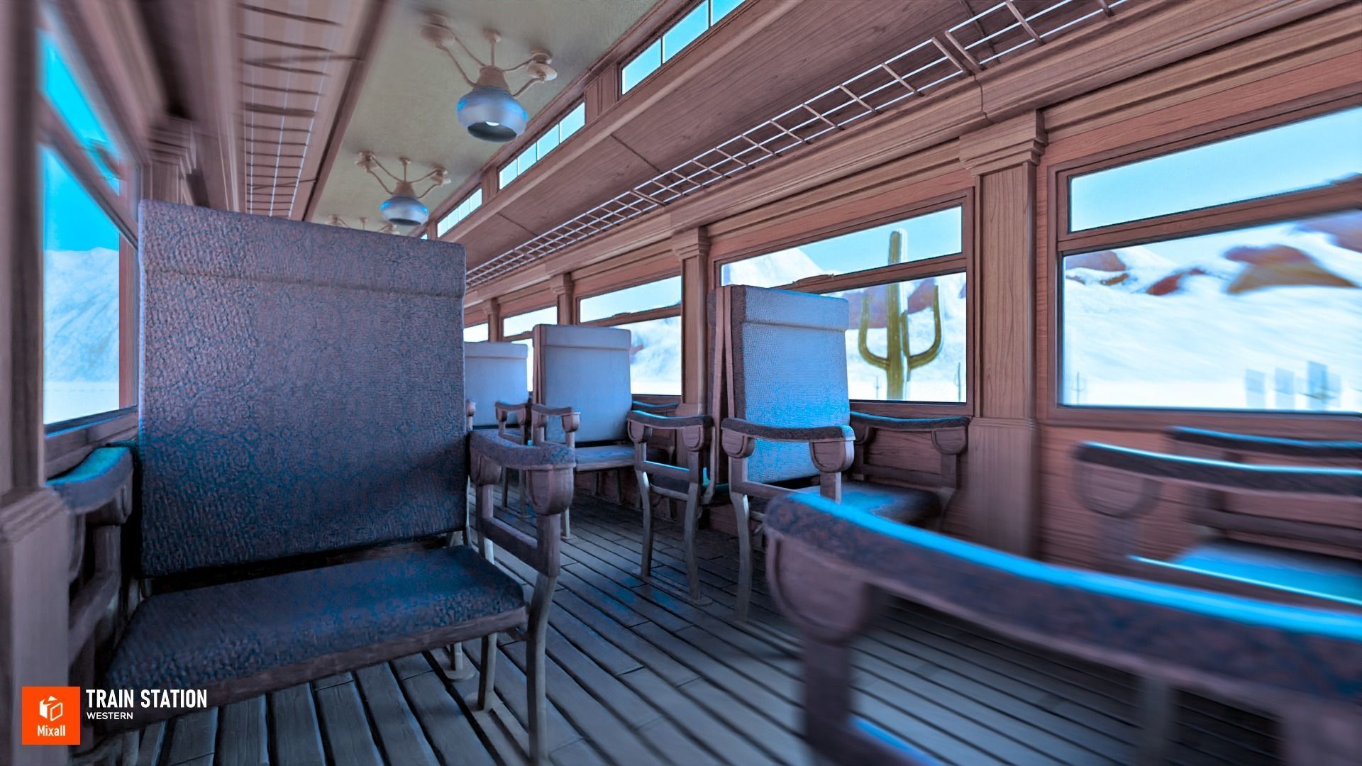 Train station - Western Low-poly 3D model_18