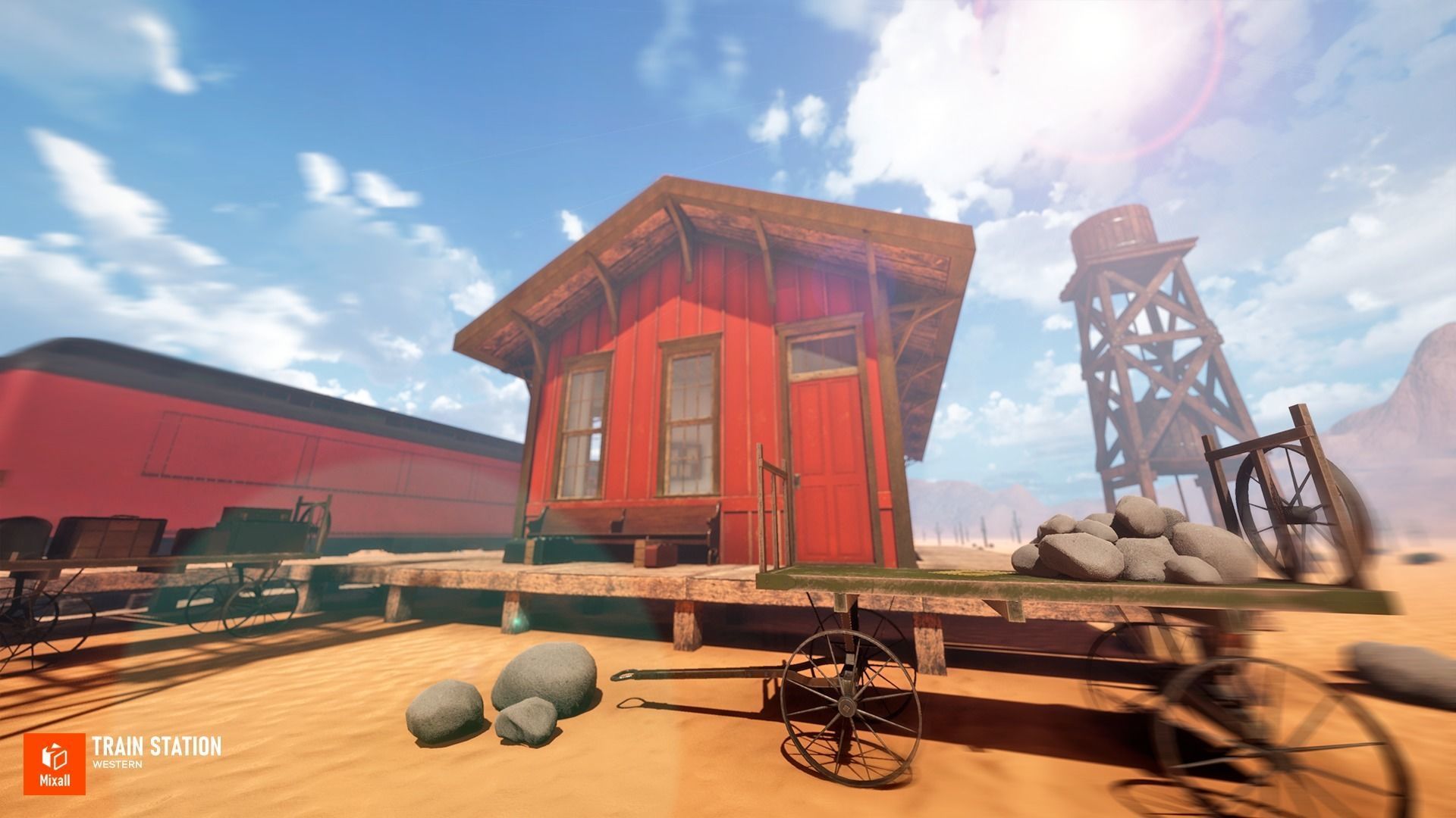 Train station - Western Low-poly 3D model_2