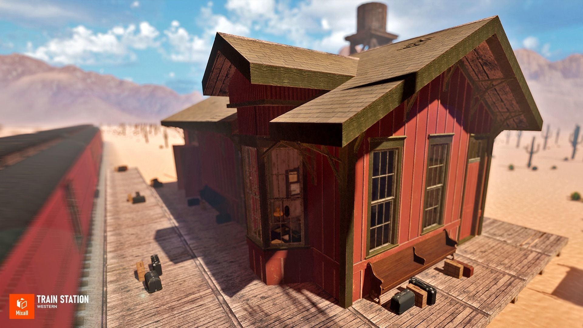 Train station - Western Low-poly 3D model_17