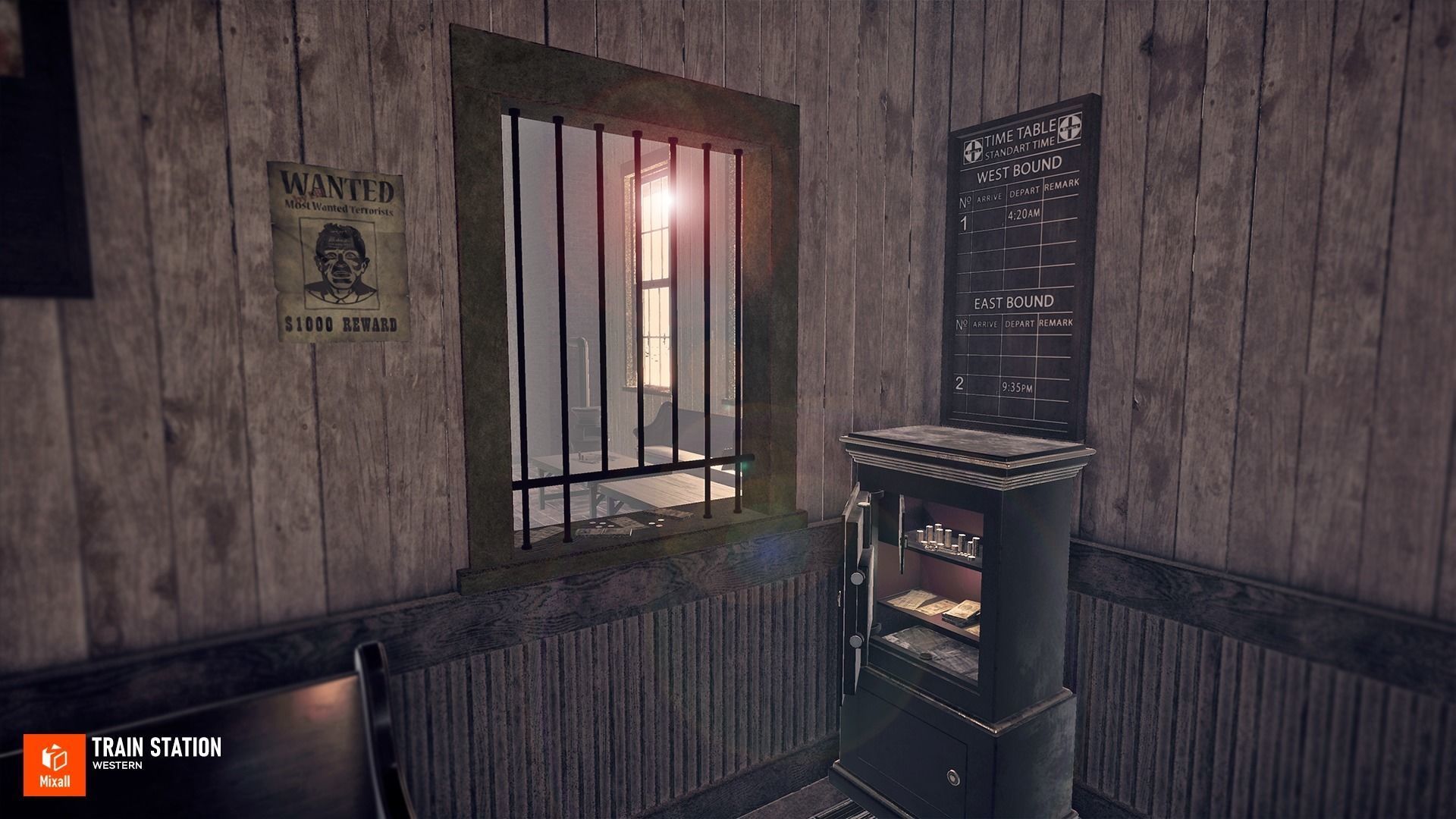 Train station - Western Low-poly 3D model_15