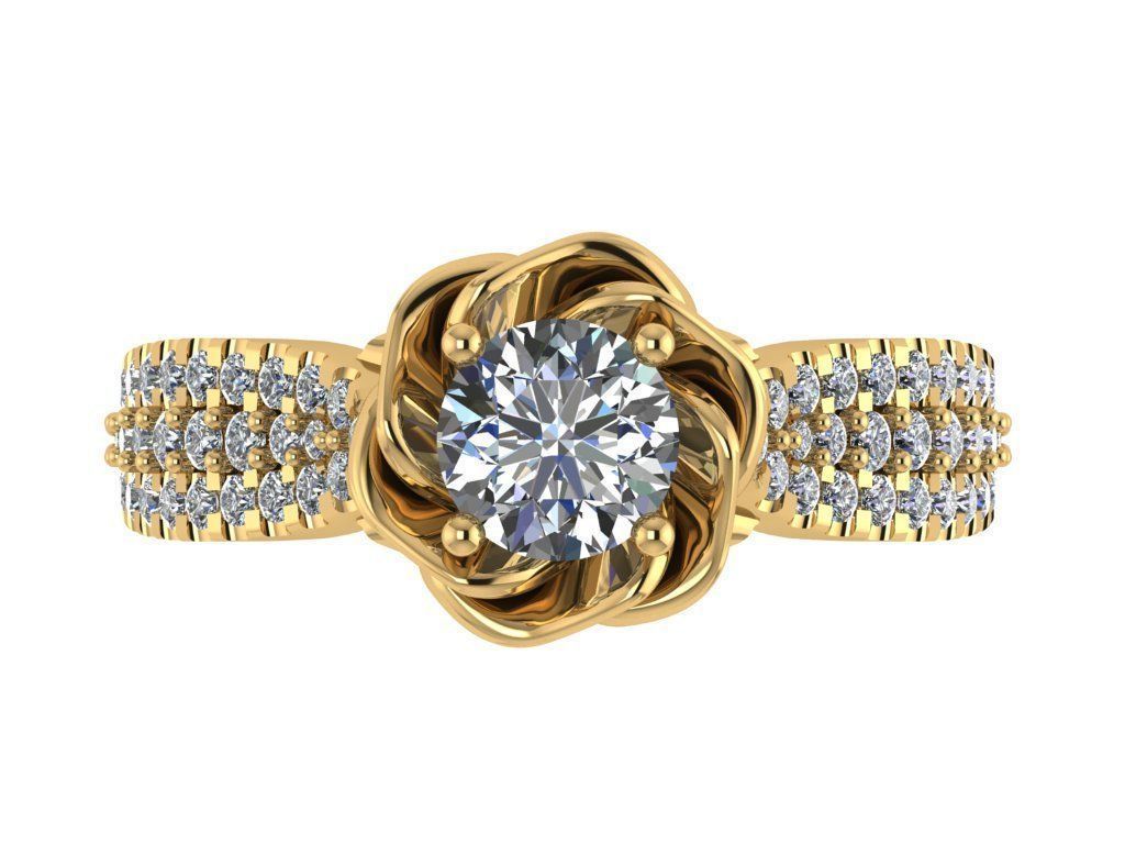 Ring483 gold engagement ring with diamonds 3D print model_1
