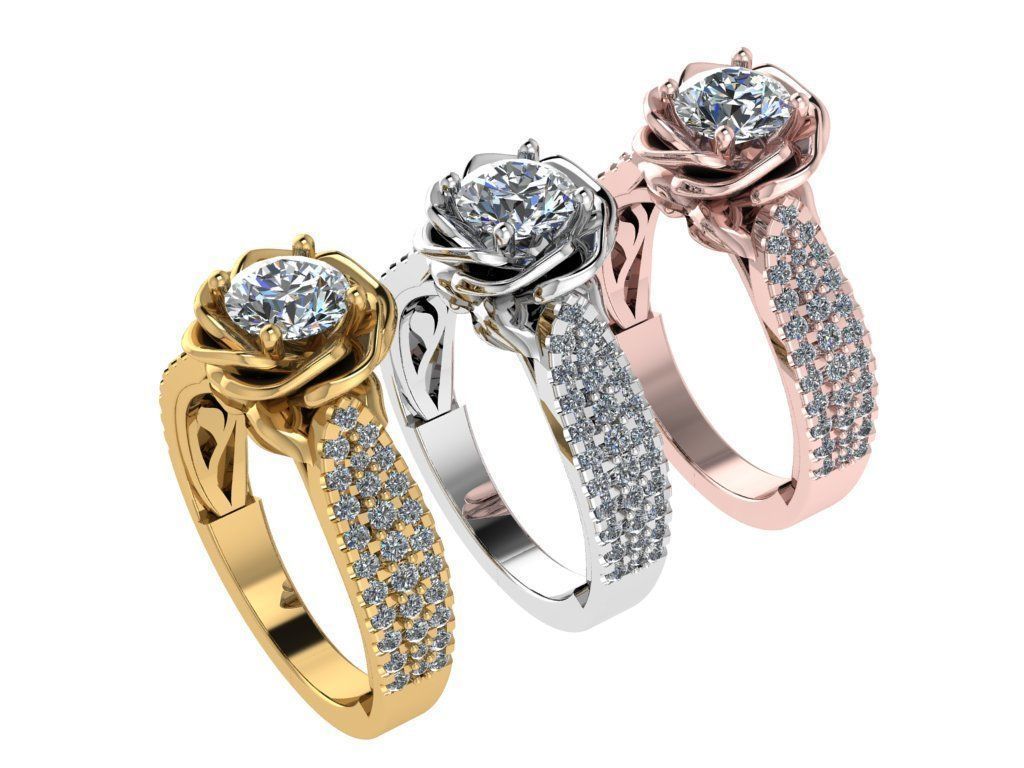 Ring483 gold engagement ring with diamonds 3D print model_5