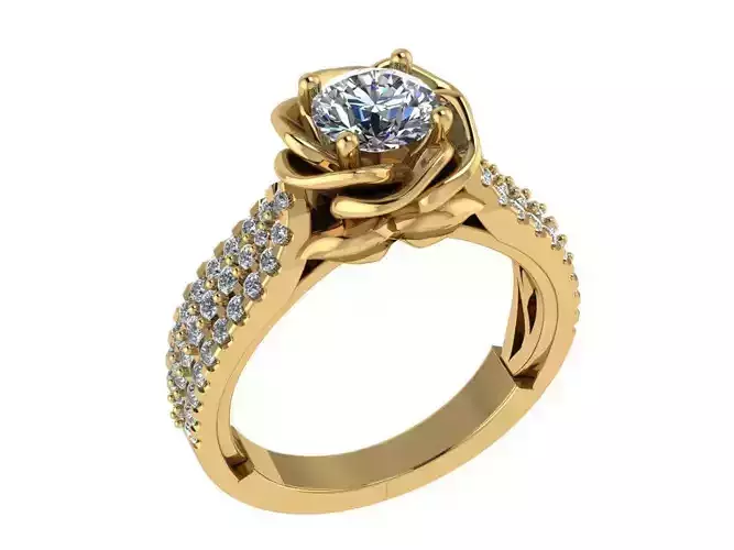 Ring483 gold engagement ring with diamonds 3D print model