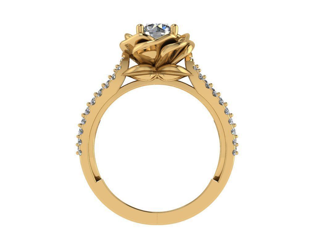 Ring483 gold engagement ring with diamonds 3D print model_2