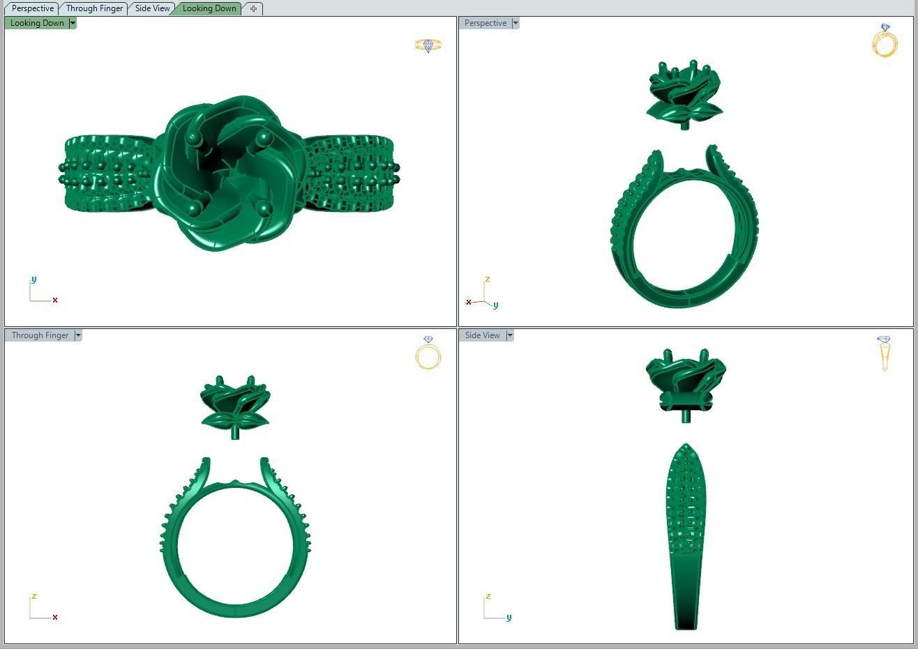 Ring483 gold engagement ring with diamonds 3D print model_9