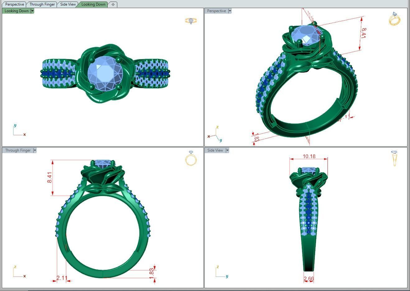 Ring483 gold engagement ring with diamonds 3D print model_6