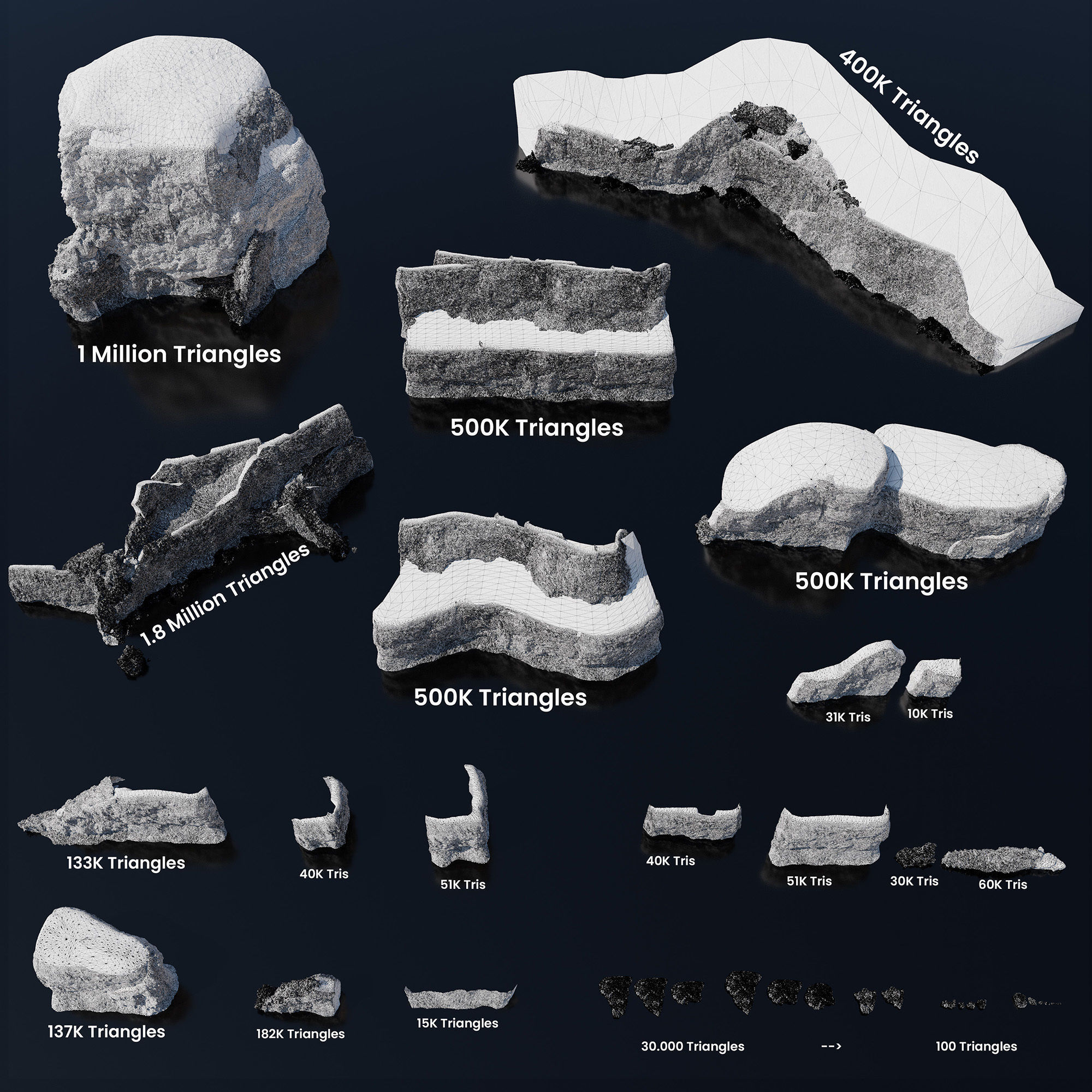 Semi Desert Cliff Collection PBR Scans Low-poly 3D model_7