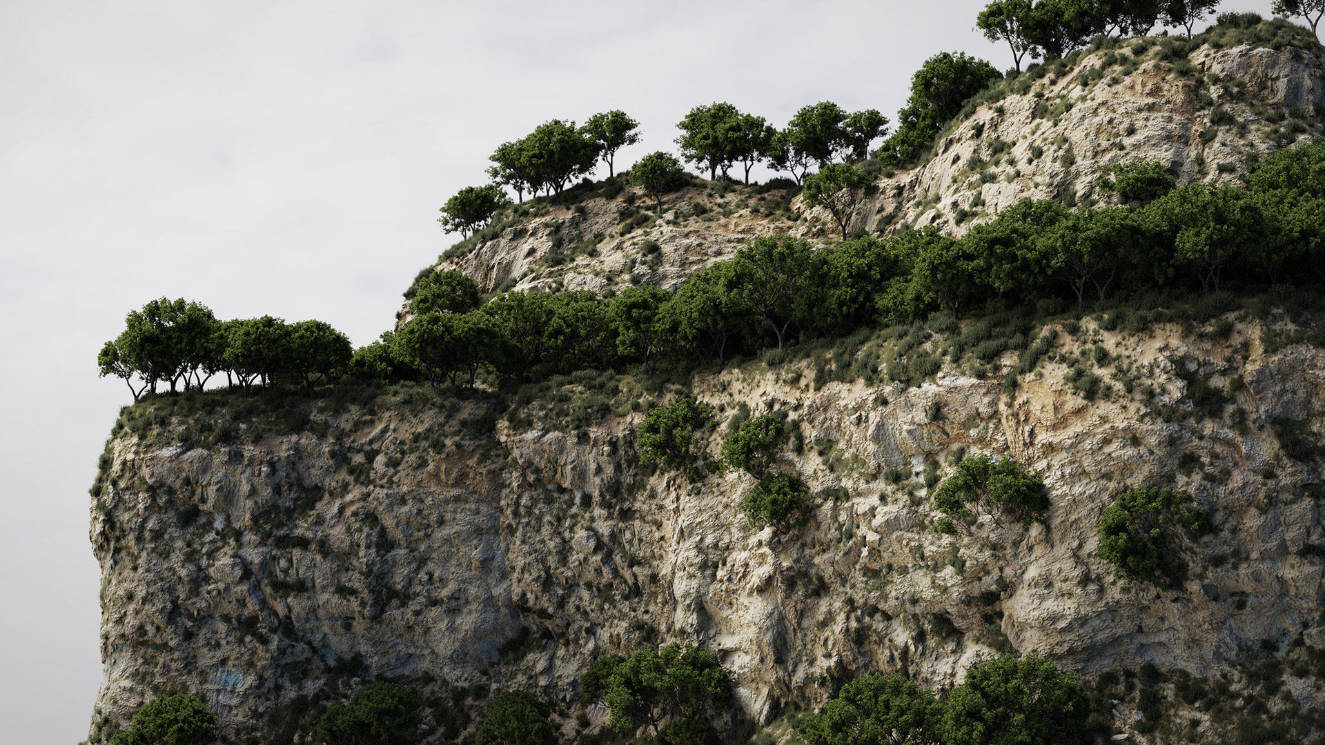 Semi Desert Cliff Collection PBR Scans Low-poly 3D model_10