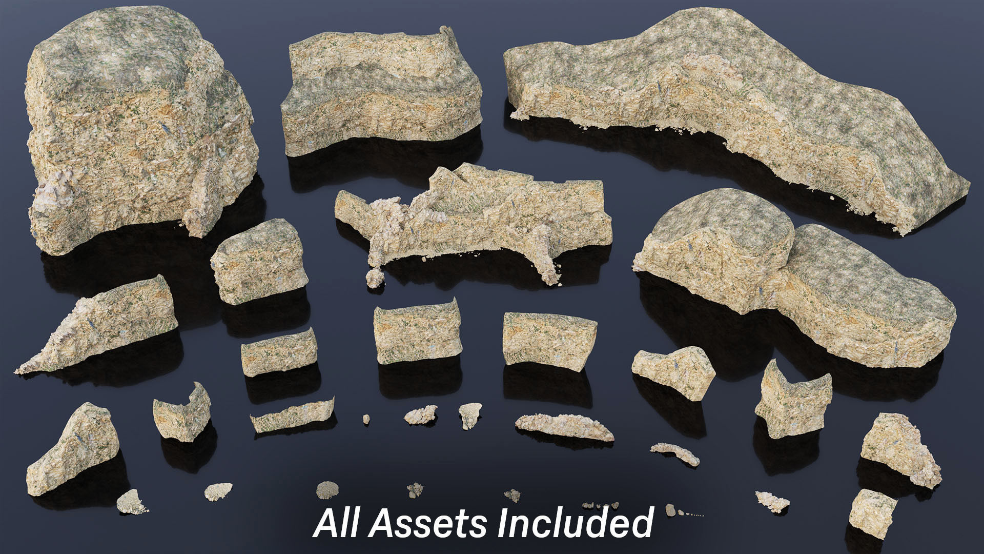 Semi Desert Cliff Collection PBR Scans Low-poly 3D model_1