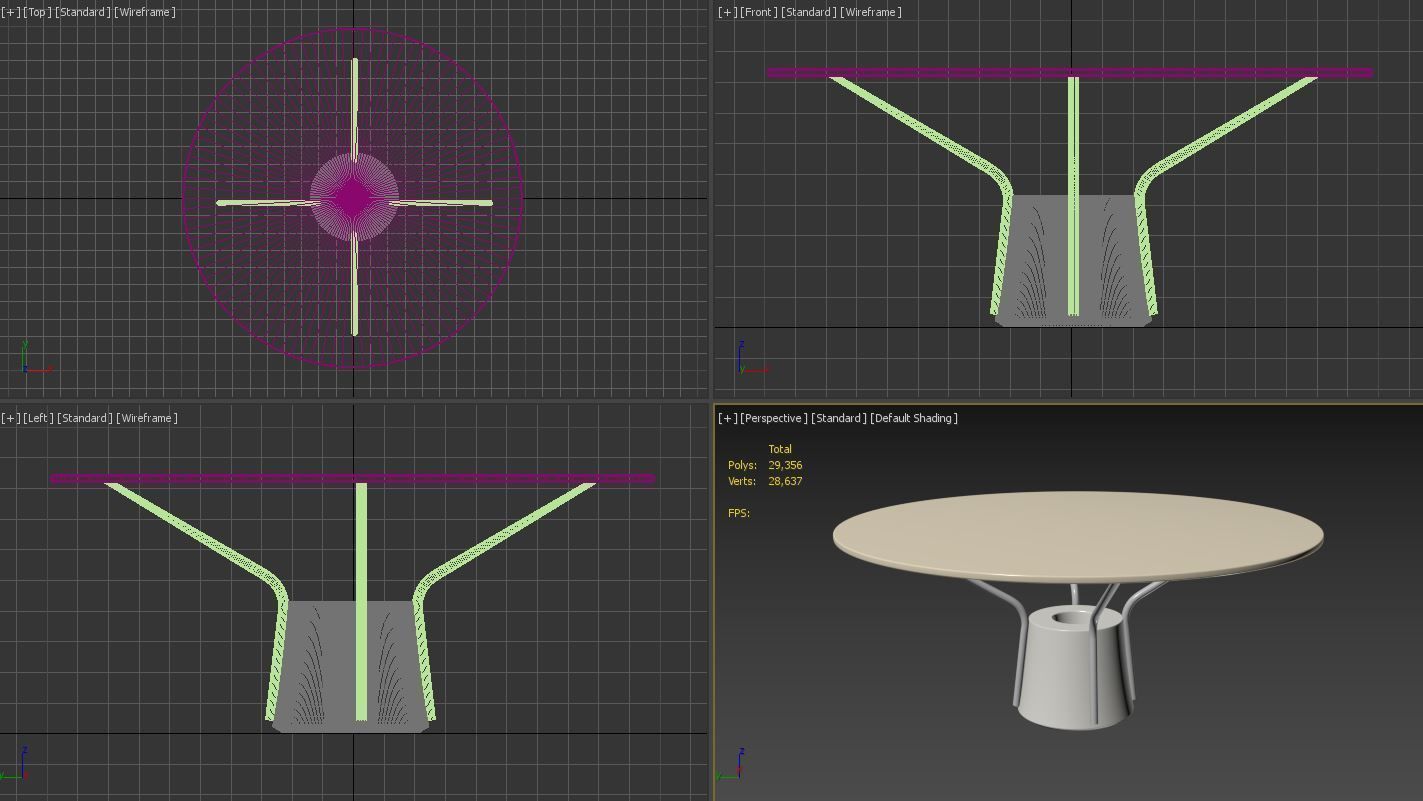 Coffee Round Table Low-poly 3D model_7