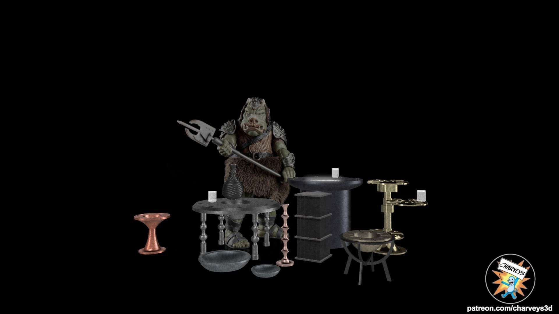 Star Wars Jabbas Palace Accessories for action figures 3D print model_1