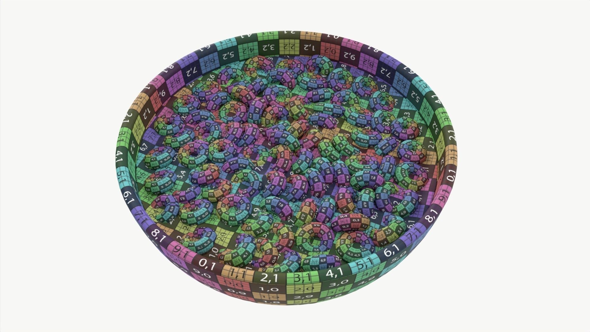 Bowl of Colored Cheerios with Milk 3D model_7