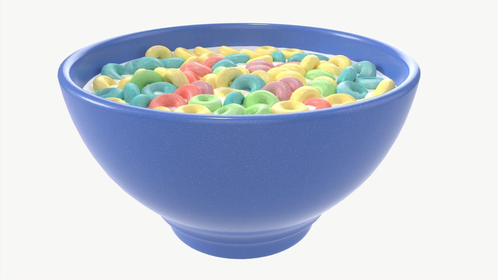 Bowl of Colored Cheerios with Milk 3D model_1