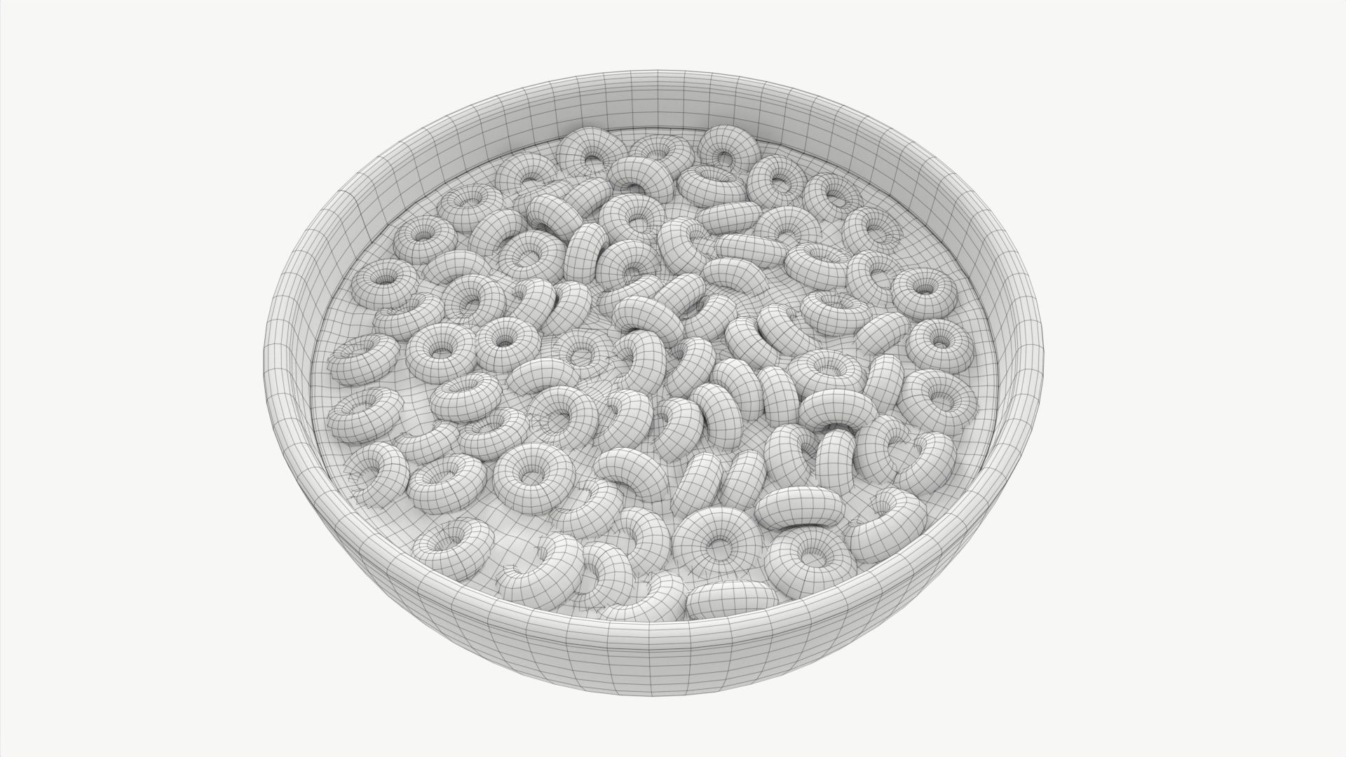 Bowl of Colored Cheerios with Milk 3D model_6