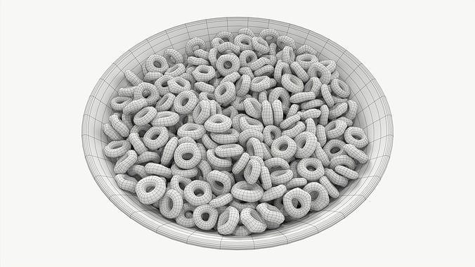 Bowl of Honey Cheerios 3D model 7