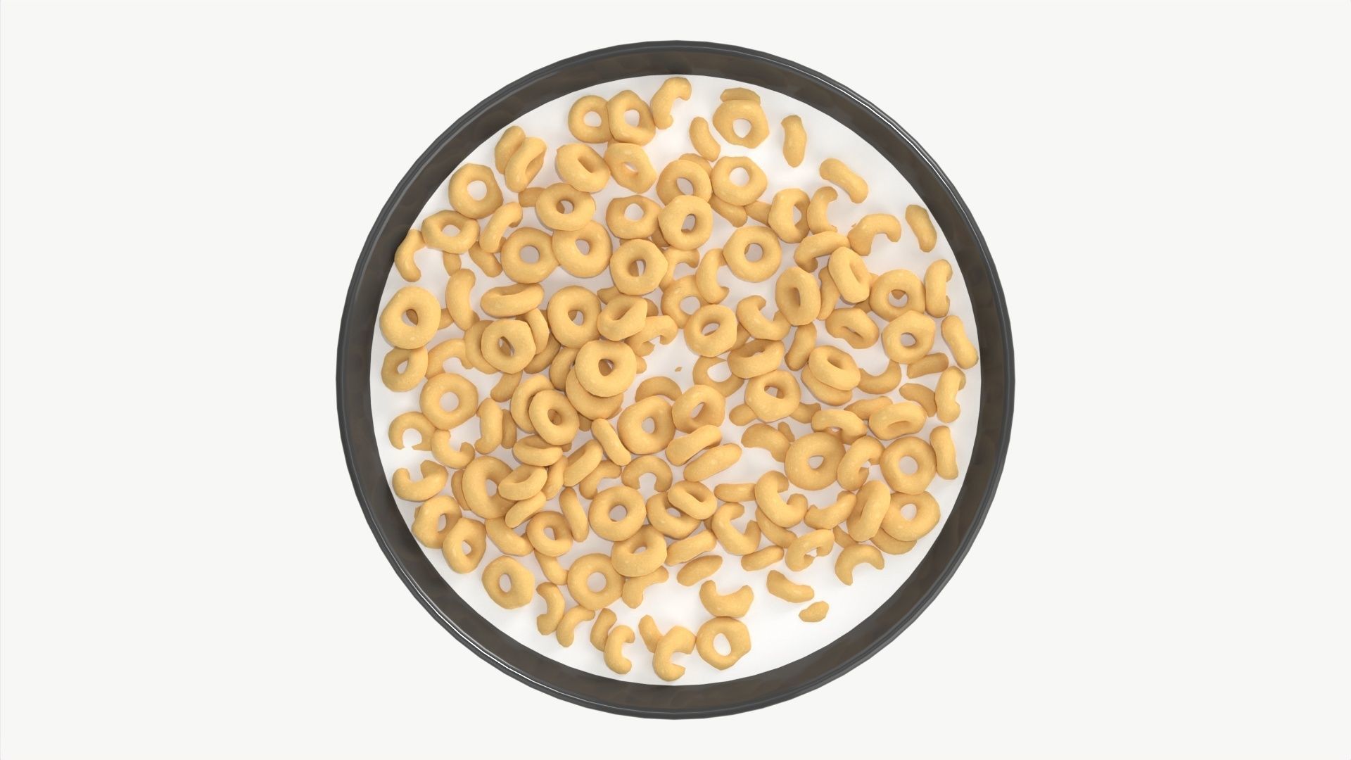 Bowl of Honey Cheerios with Milk 3D model_5